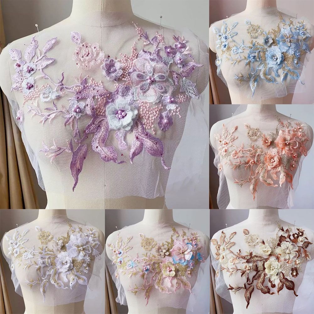 Applique Patch Flower - 3D Blumen Perlen Spitze Stoffe Applikation