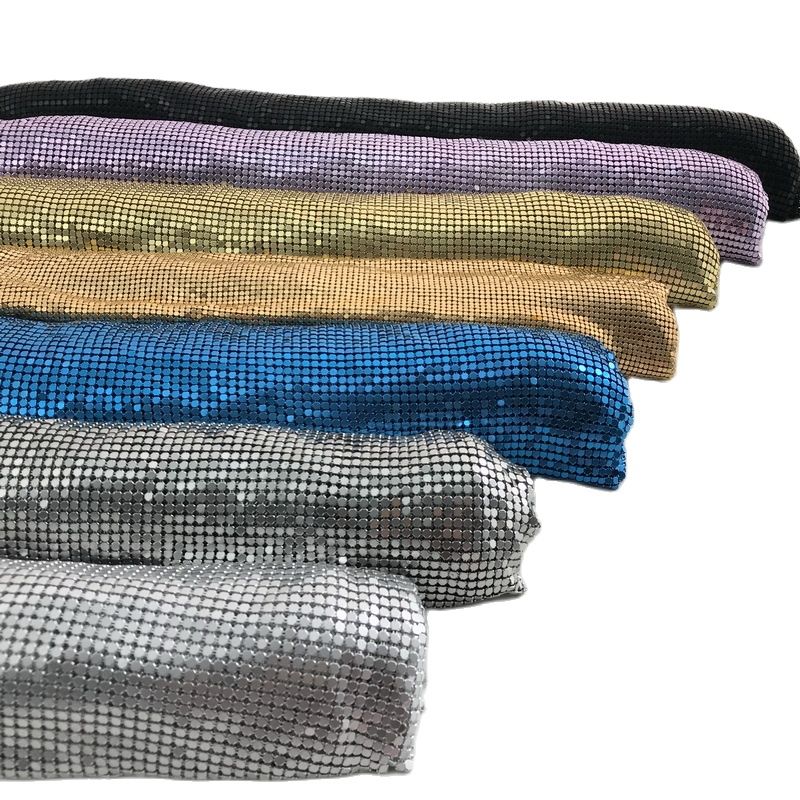 Crystal Mesh Fabric - Goldfarbener Aluminium-Metall-Paillettenstoff, DIY-Näh-Partystoff, 75 x 45