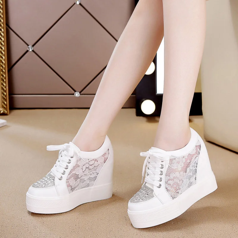 Mode Turnschuhe Frauen Plattfo – Crystal Mesh Fabric Bewertung und Preis