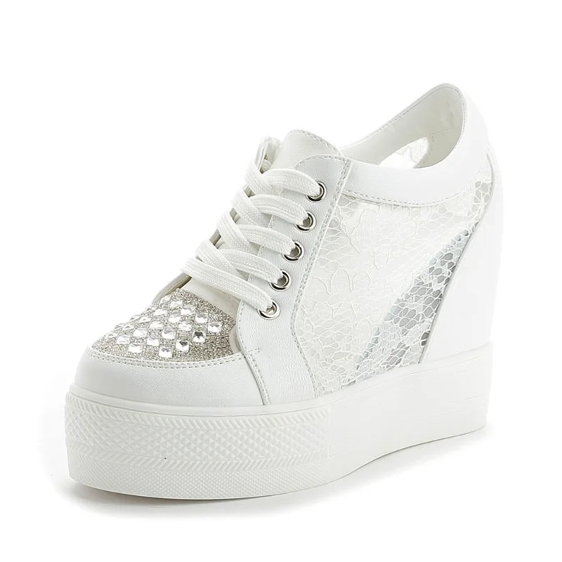 Mode Turnschuhe Frauen Plattfo – Crystal Mesh Fabric Bewertung und Preis