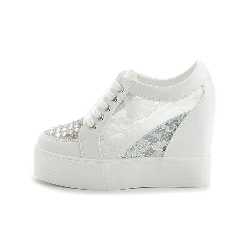 Mode Turnschuhe Frauen Plattfo – Crystal Mesh Fabric Bewertung und Preis