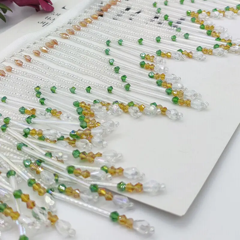 Glasrohr Fransen Quaste 16 cm  – Beaded Trim Fringe Bewertung und Preis