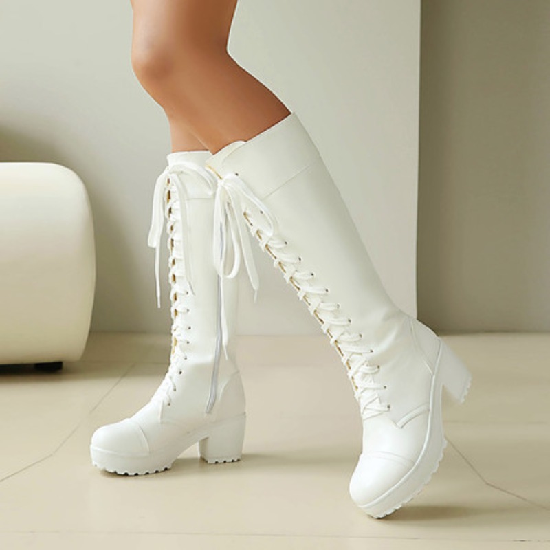 Kniehohe Damen-Kampfstiefel zu – Guipure Lace Panel Bewertung und Preis